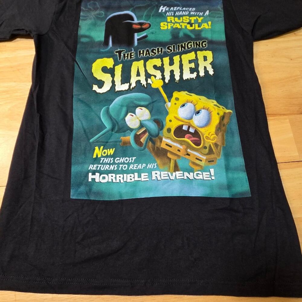 SpongeBob The Hash Slinging Slasher Horror T-Shirt Black Small New NWT